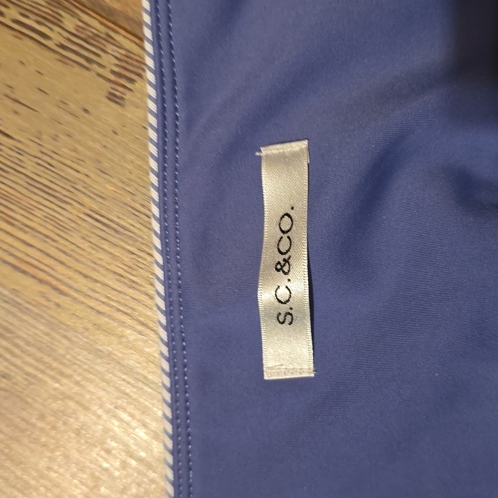 S.C. & CO Tummy Control Skirt Skort Women L Blue White Striped Stretch Pull On - Picture 3 of 5